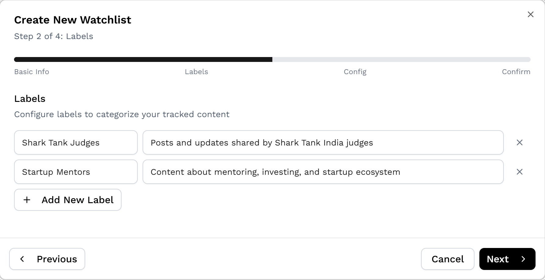 Smart labels feature in Outx.ai